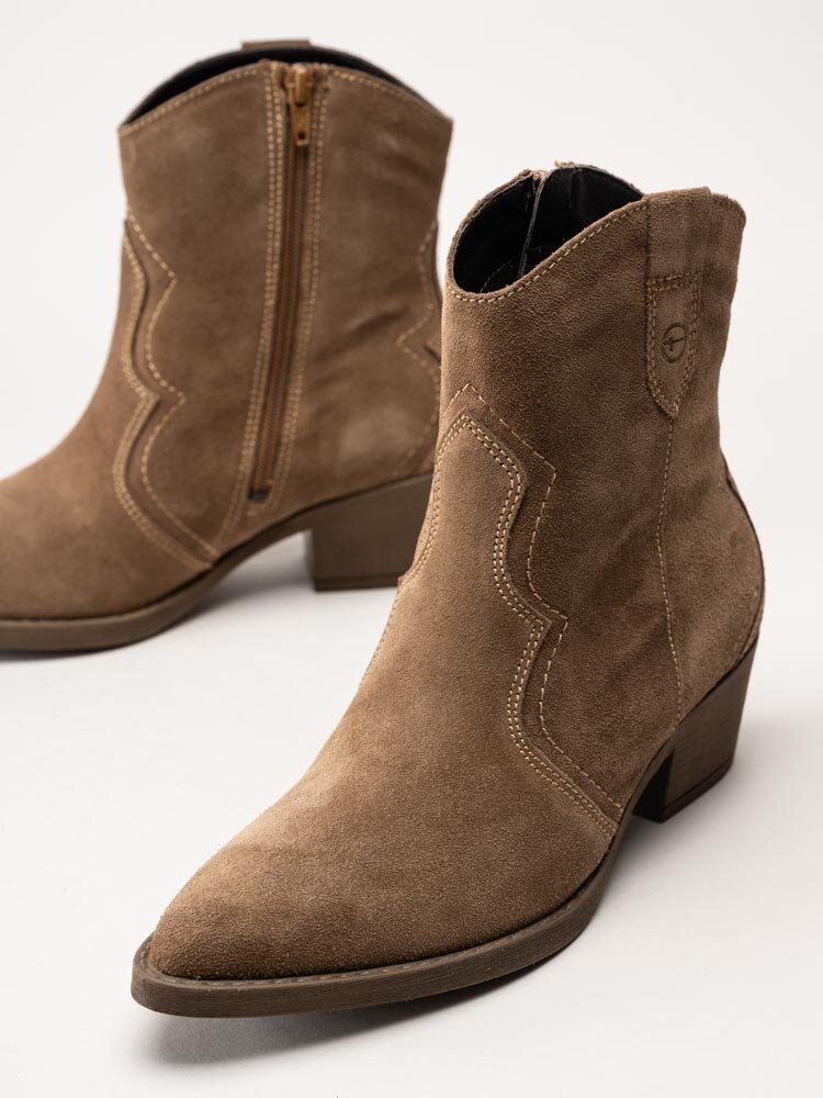 Tamaris - Ljusbruna westernboots i mocka