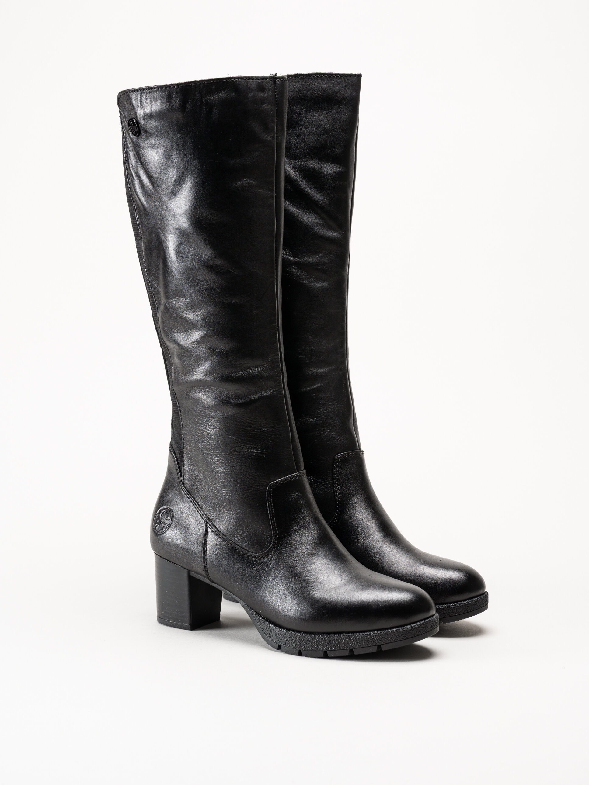 Rieker - Svarta fodrade stövlar i skinn