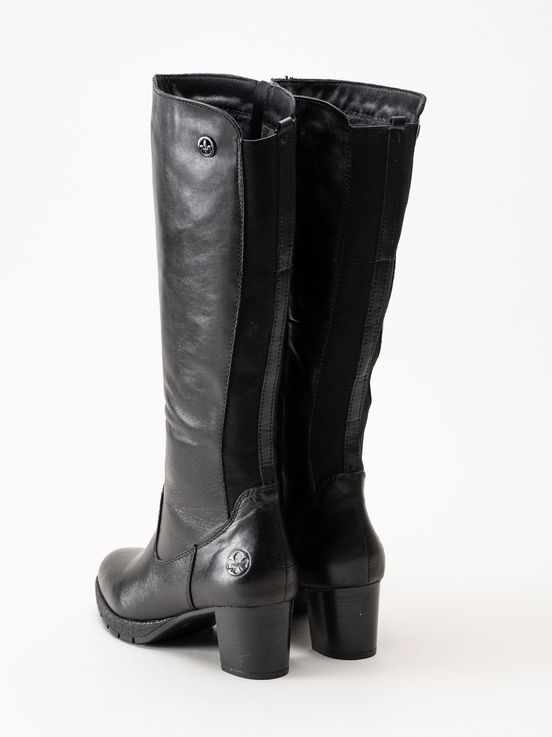 Rieker - Svarta fodrade stövlar i skinn