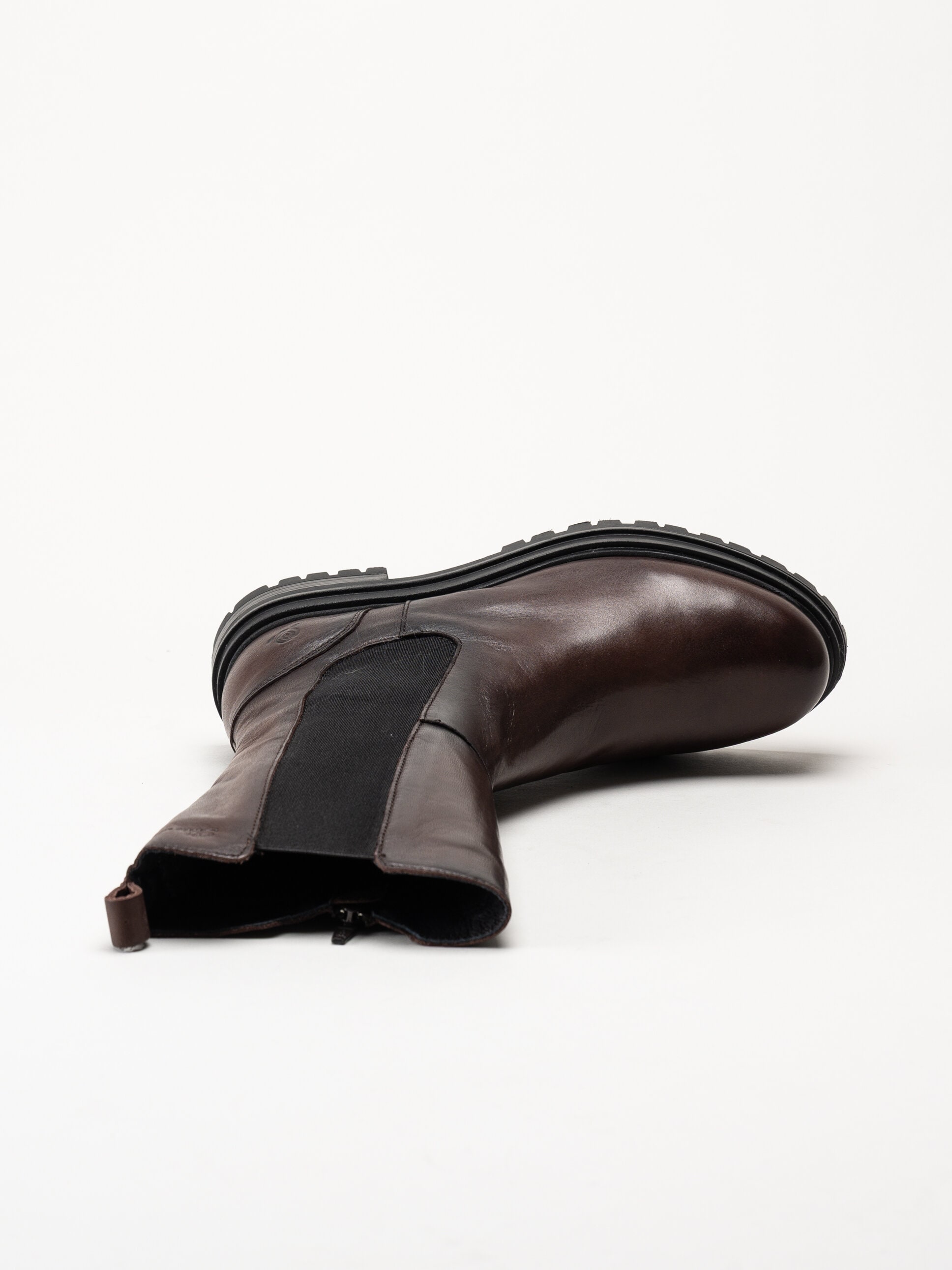 Rosa Negra - Mörkbruna höga resårboots i skinn