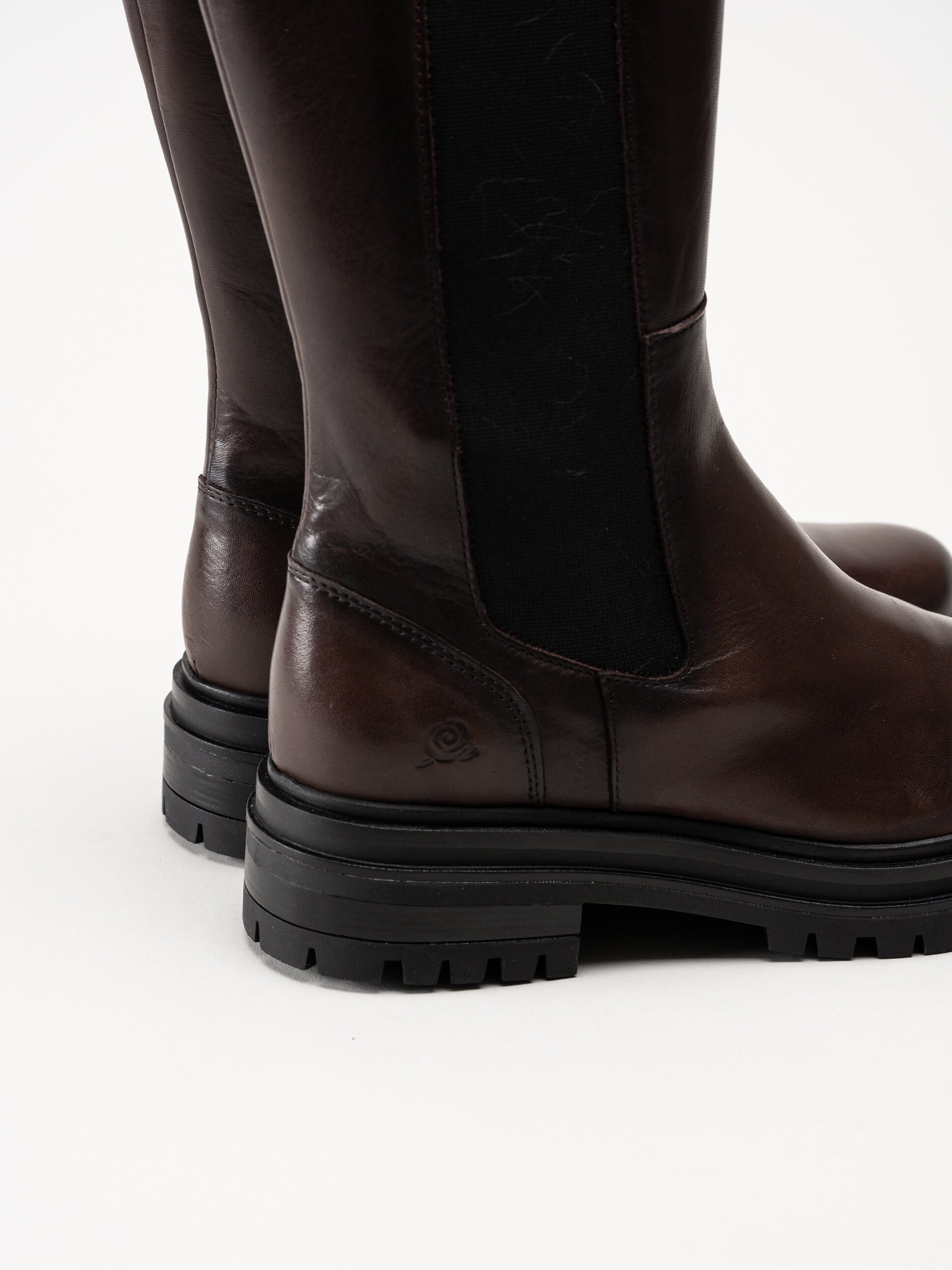 Rosa Negra - Mörkbruna höga resårboots i skinn