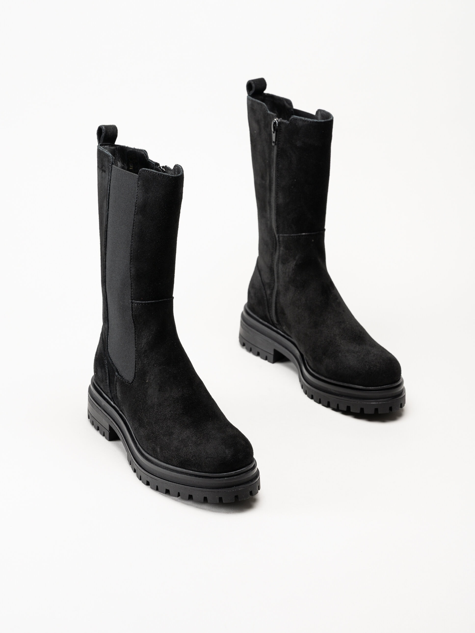 Rosa Negra - Svarta höga resårboots i mocka