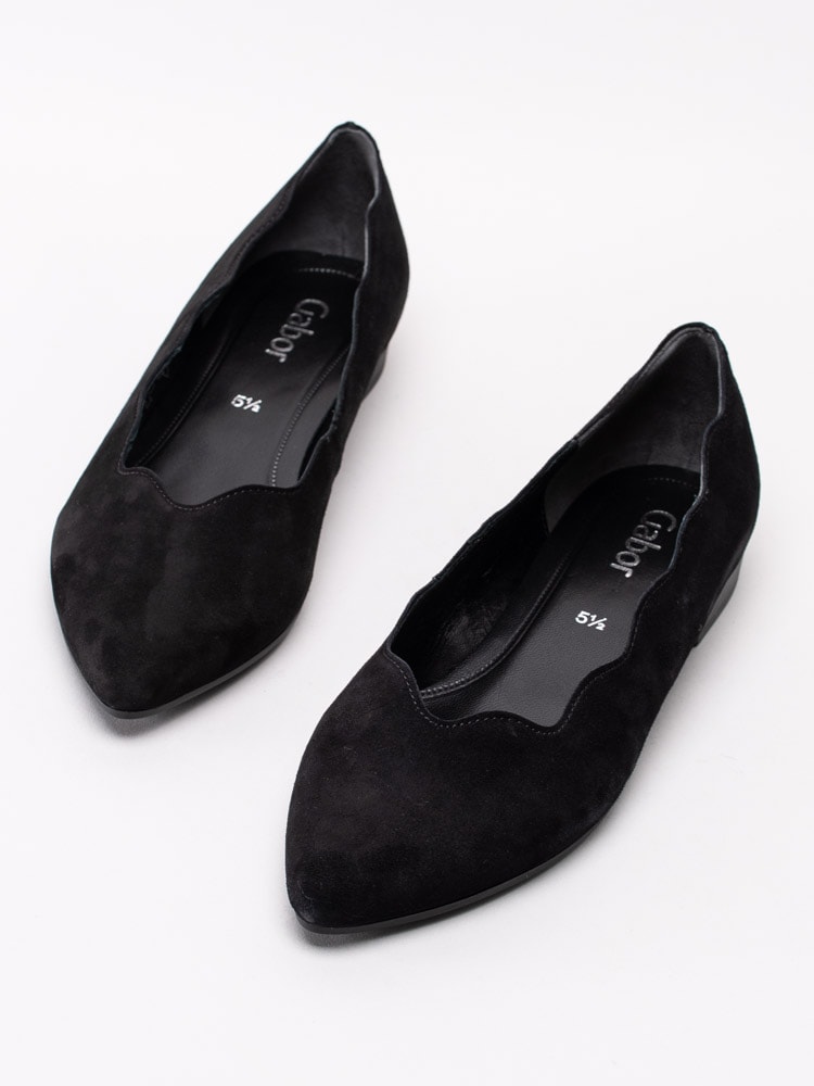 03201009 Gabor 41.300-17 Svarta nätta ballerinaskor med vågig kant-6