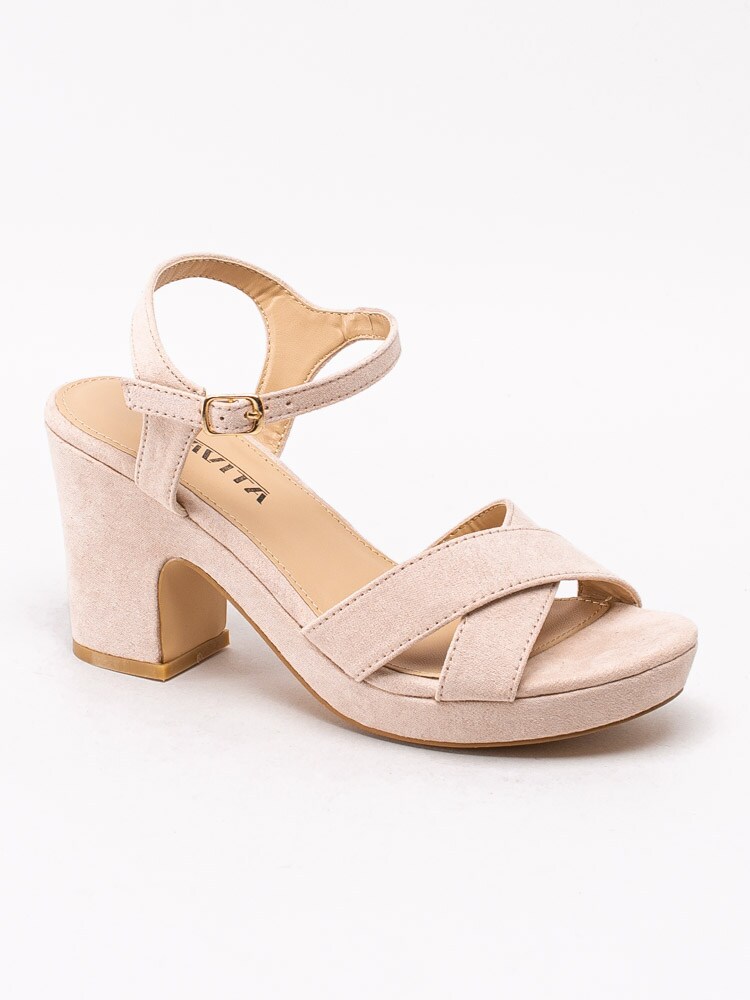 03201039 Savita 607-8000-190 Beige platåsandaletter med korslagda remmar-1