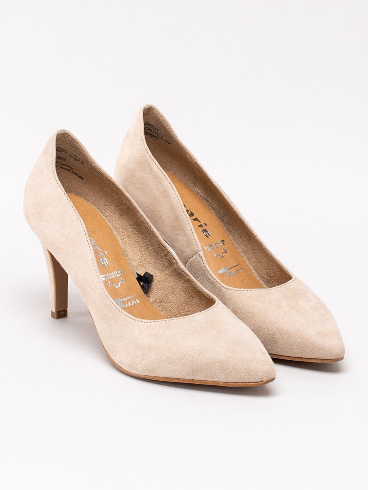 03201059 Tamaris 1-22494-24-341 Beige spetsiga pumps med stilettklack-3