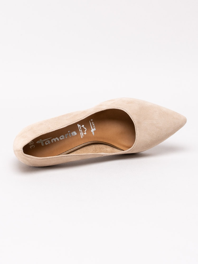 03201059 Tamaris 1-22494-24-341 Beige spetsiga pumps med stilettklack-4