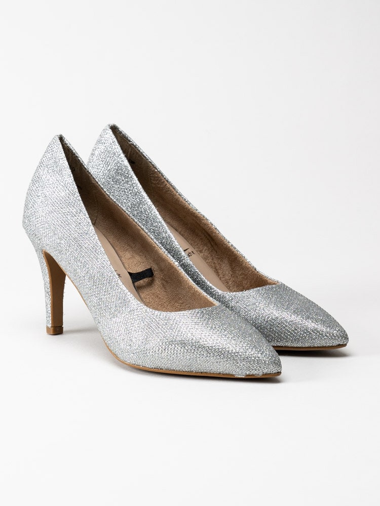 Tamaris - Silverglittriga högklackade pumps