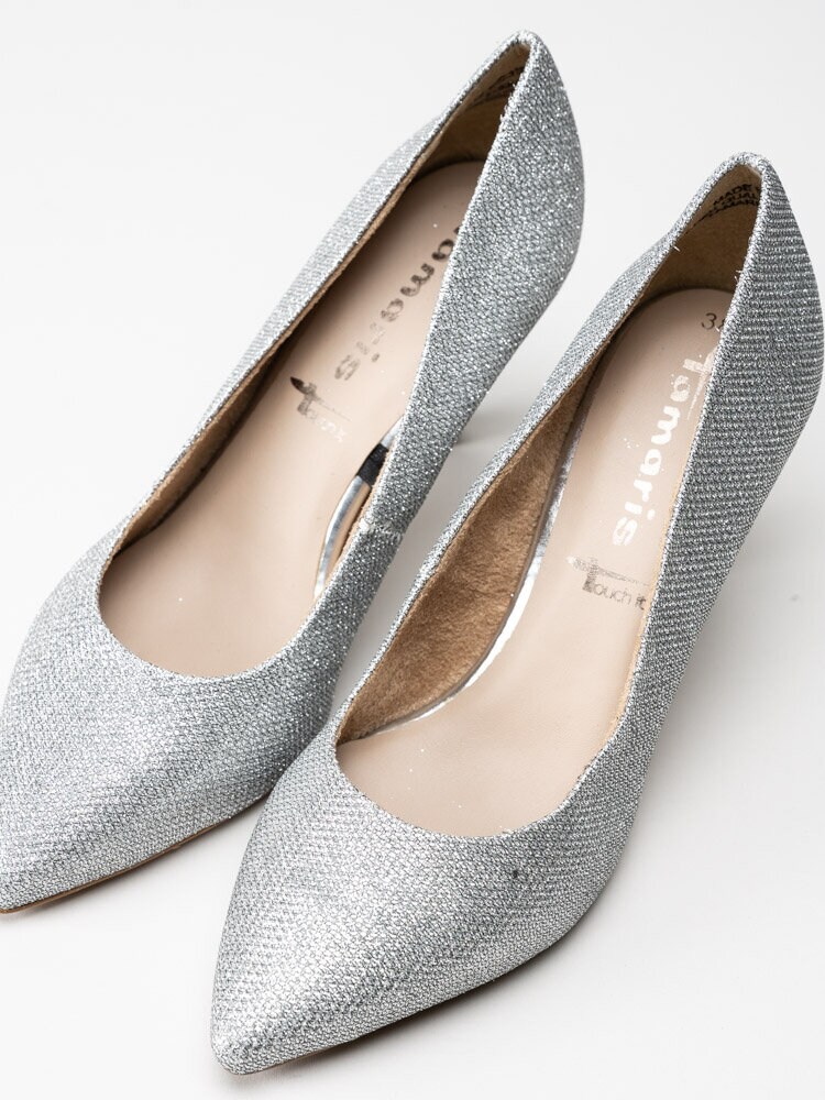 Tamaris - Silverglittriga högklackade pumps