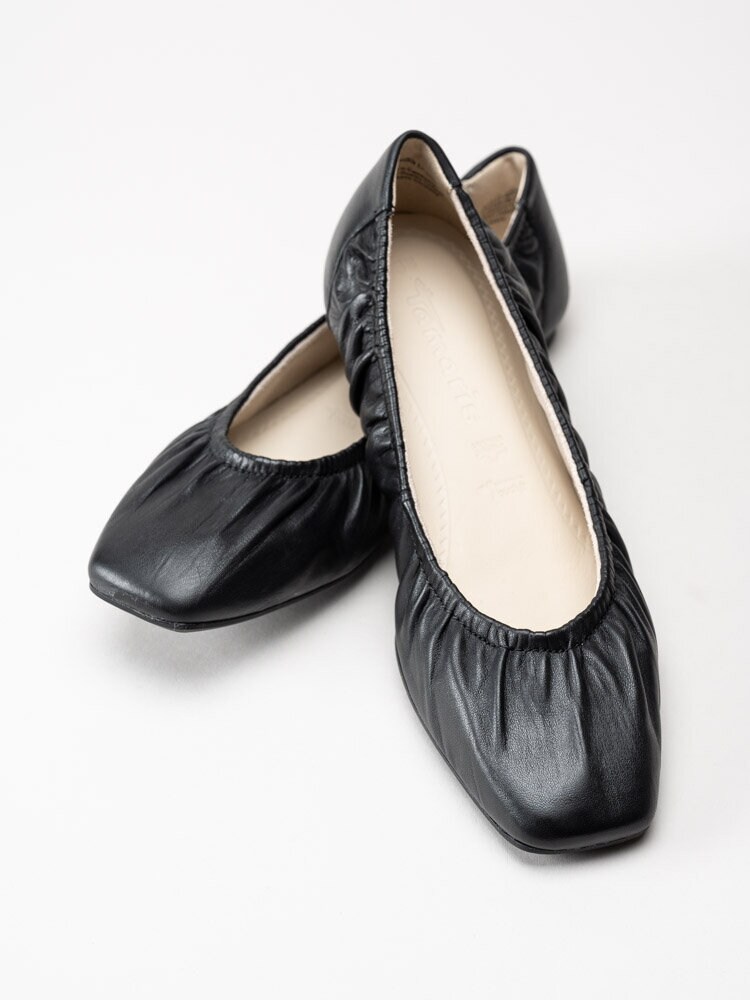 Tamaris - Svarta ballerina i skinn