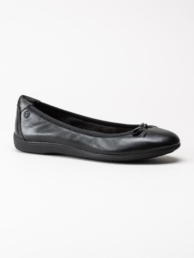Tamaris - Svarta ballerina i skinn
