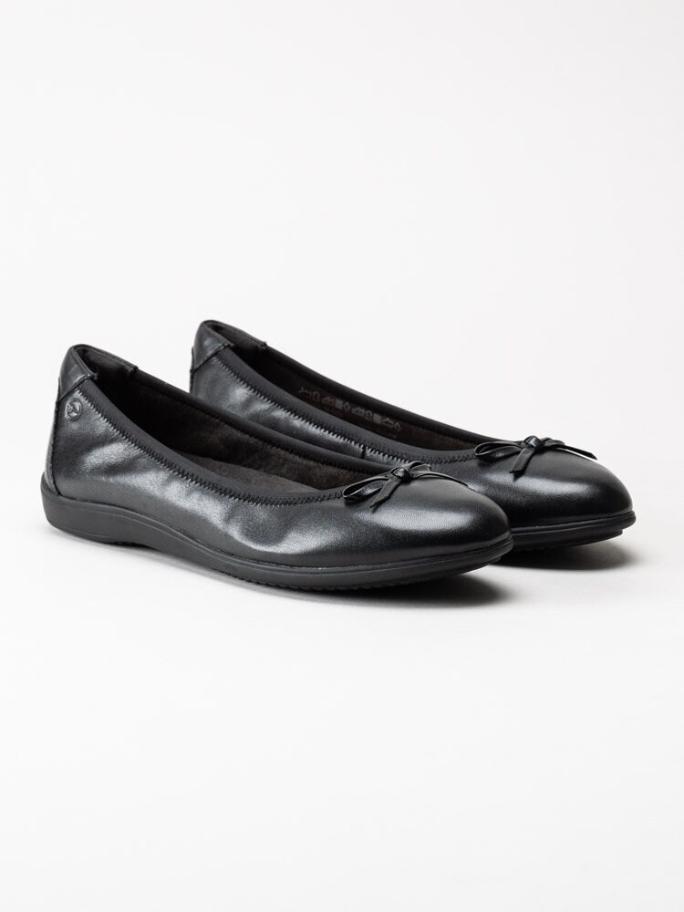 Tamaris - Svarta ballerina i skinn