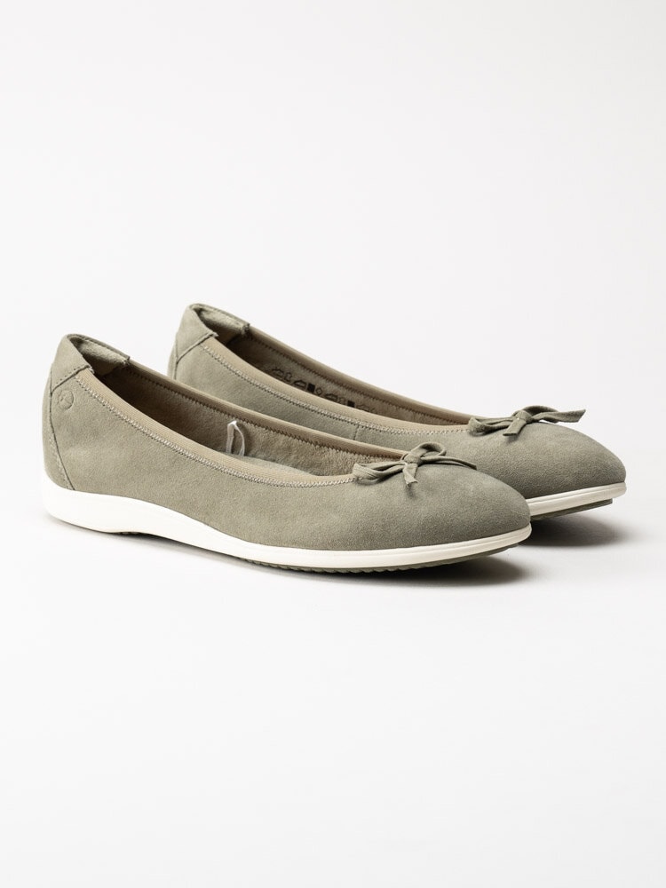 Tamaris - Olivagröna ballerina i mocka