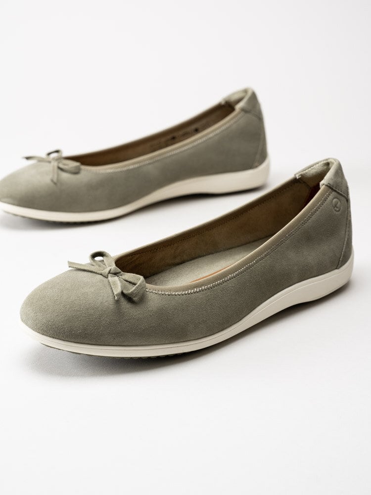Tamaris - Olivagröna ballerina i mocka
