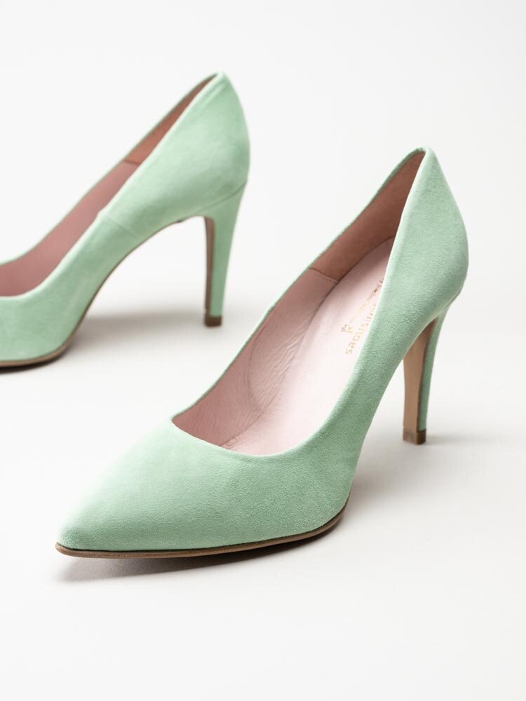 Copenhagen Shoes - Sky - Mintgröna högklackade pumps i mocka