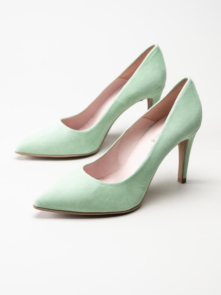 Copenhagen Shoes - Sky - Mintgröna högklackade pumps i mocka