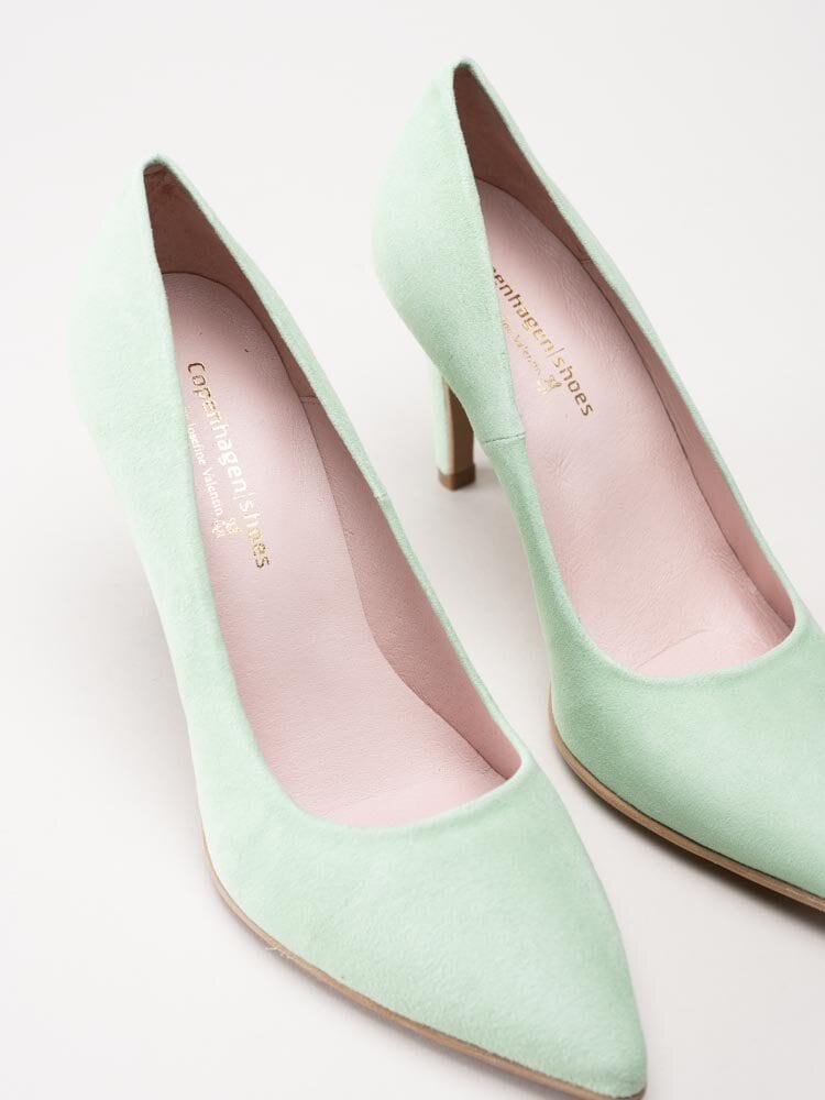 Copenhagen Shoes - Sky - Mintgröna högklackade pumps i mocka