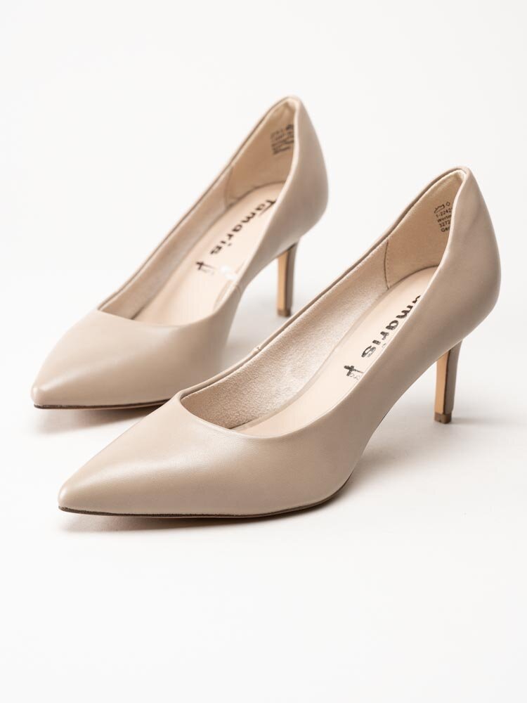 Tamaris - Beige pumps i skinnimitation