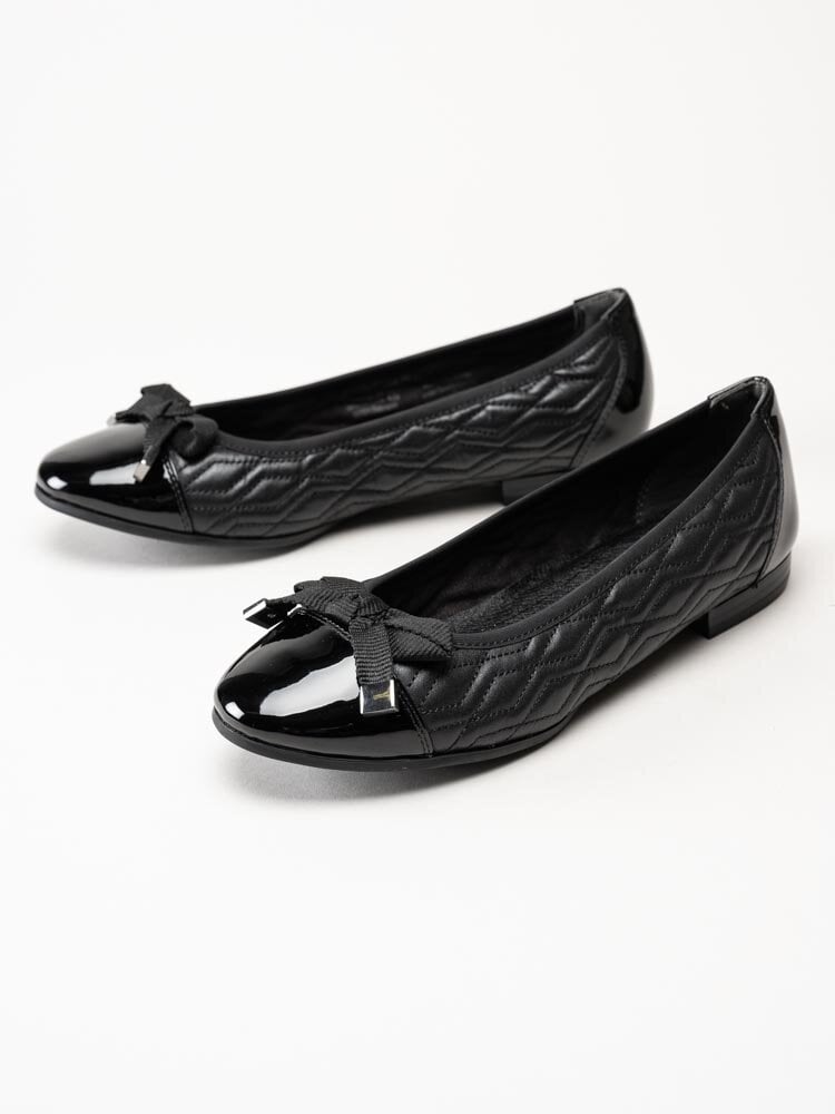 Tamaris - Svarta ballerina i skinn
