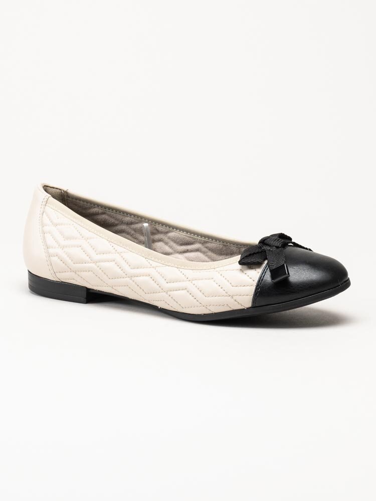 Tamaris - Beige ballerina i skinn