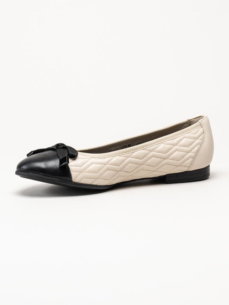Tamaris - Beige ballerina i skinn
