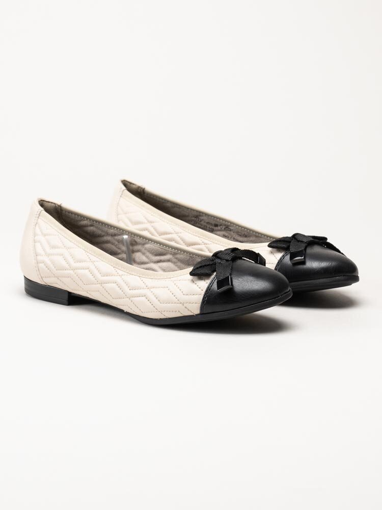 Tamaris - Beige ballerina i skinn