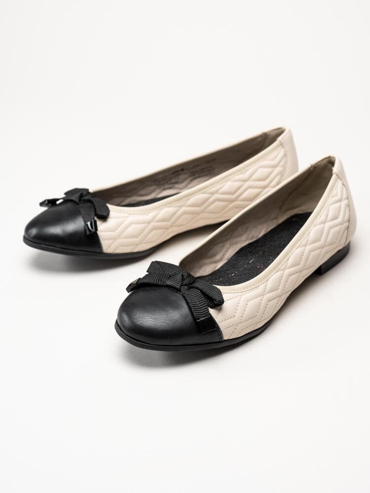 Tamaris - Beige ballerina i skinn