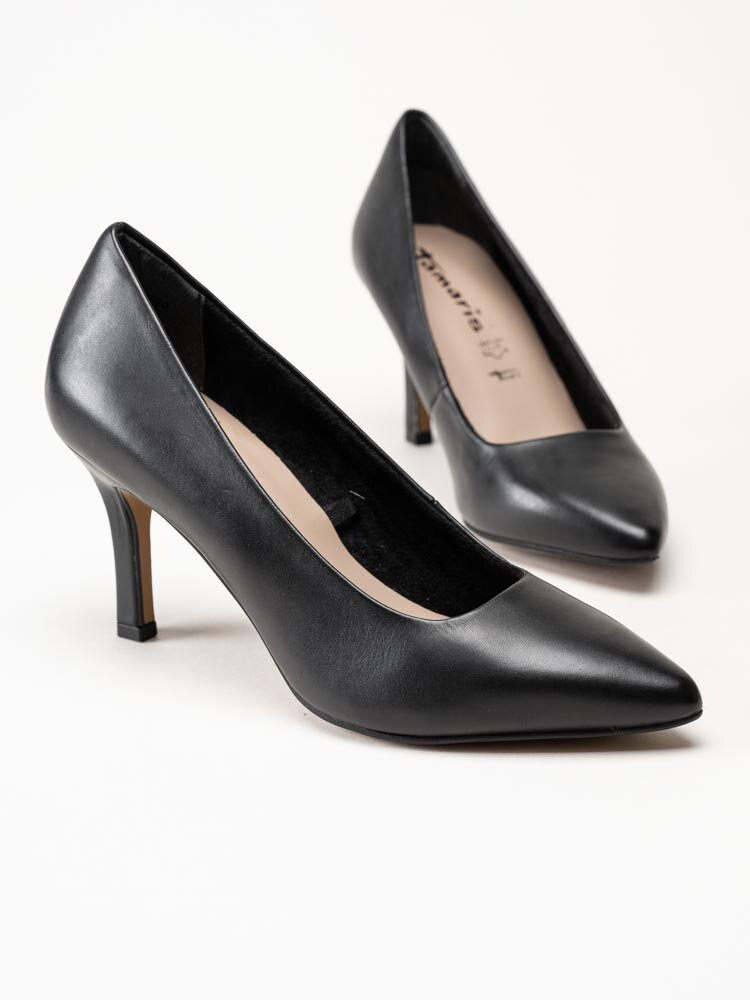 Tamaris - Svarta pumps i skinn
