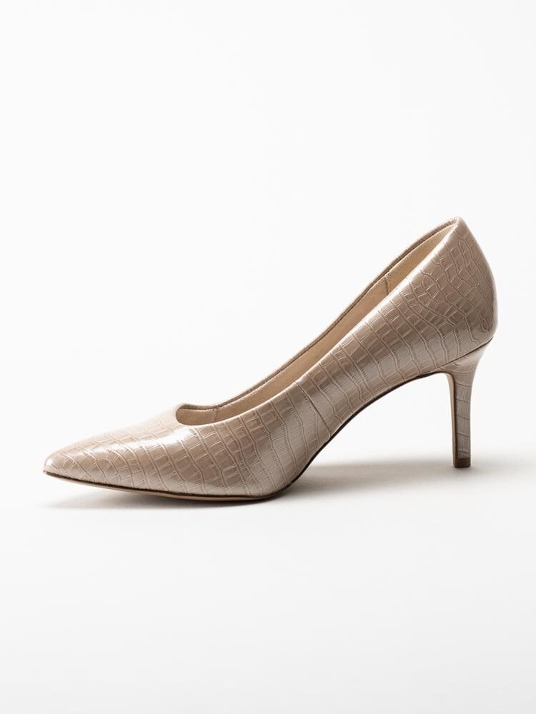 Tamaris - Beige pumps i crocomönster