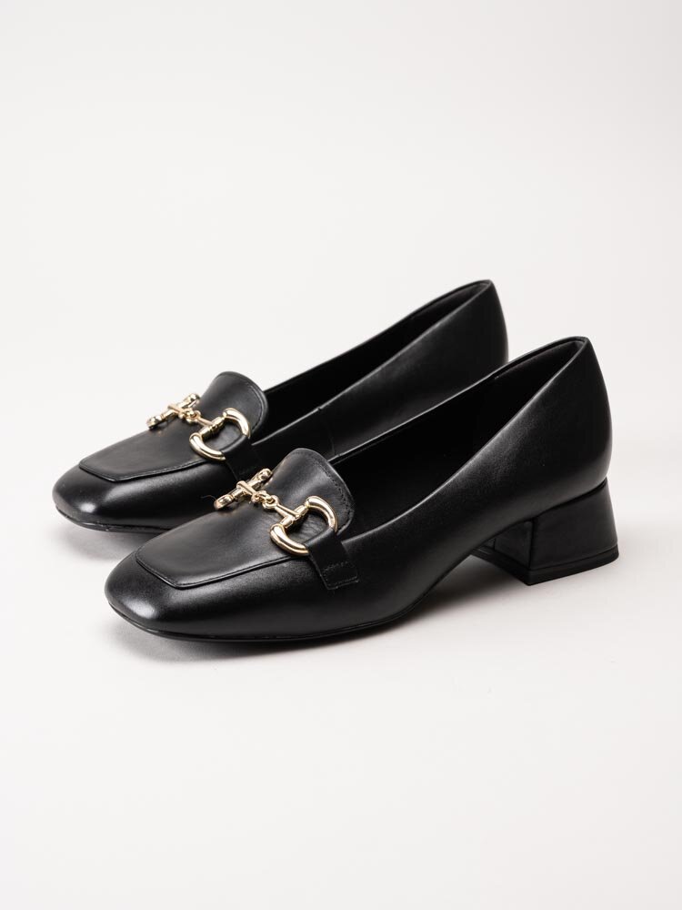 Tamaris - Svarta loafers i skinn