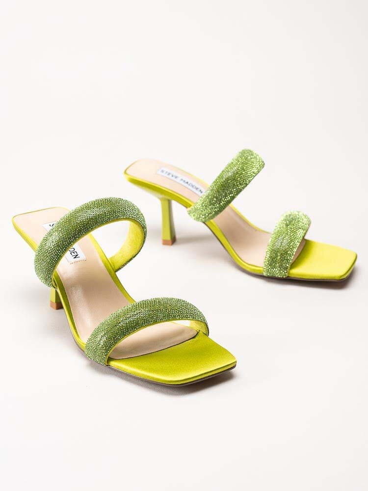 Steve Madden - Top-Notch - Limegröna mules med glitter