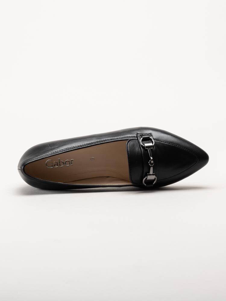 Gabor - Svarta spetsiga loafers i skinn