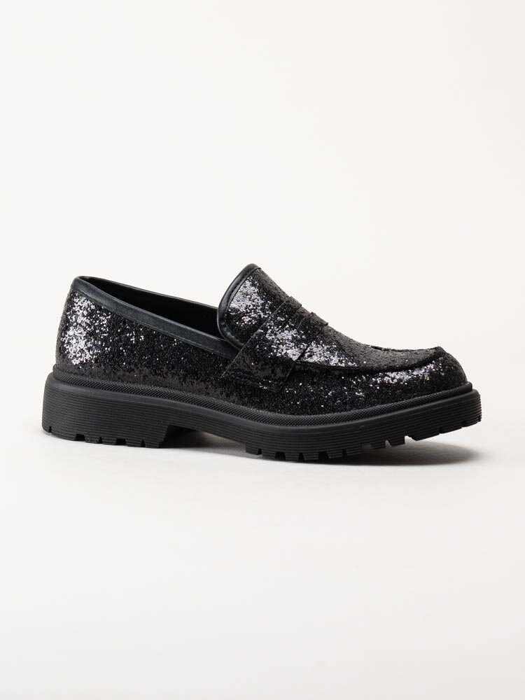 Duffy - Svarta glittriga loafers