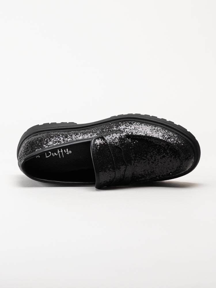 Duffy - Svarta glittriga loafers