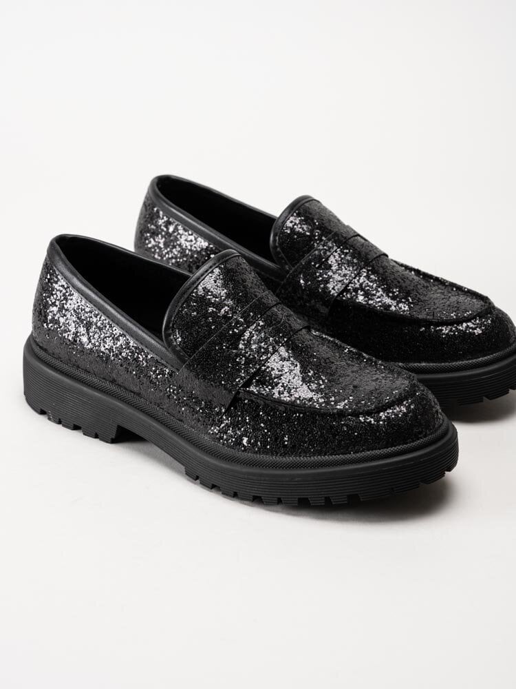 Duffy - Svarta glittriga loafers