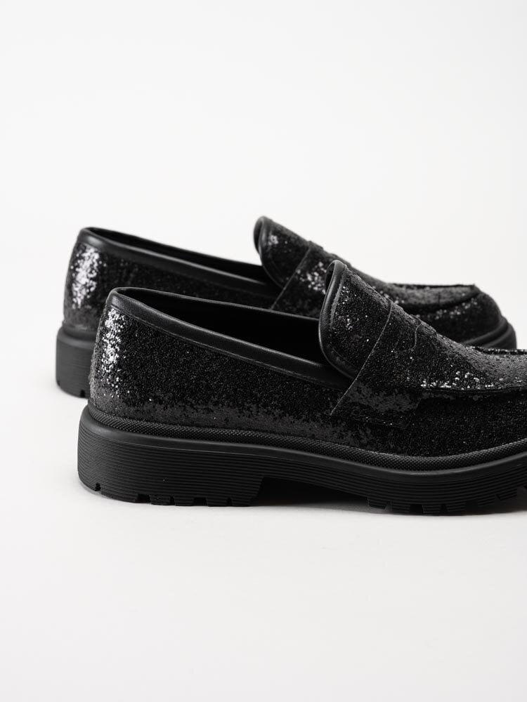 Duffy - Svarta glittriga loafers