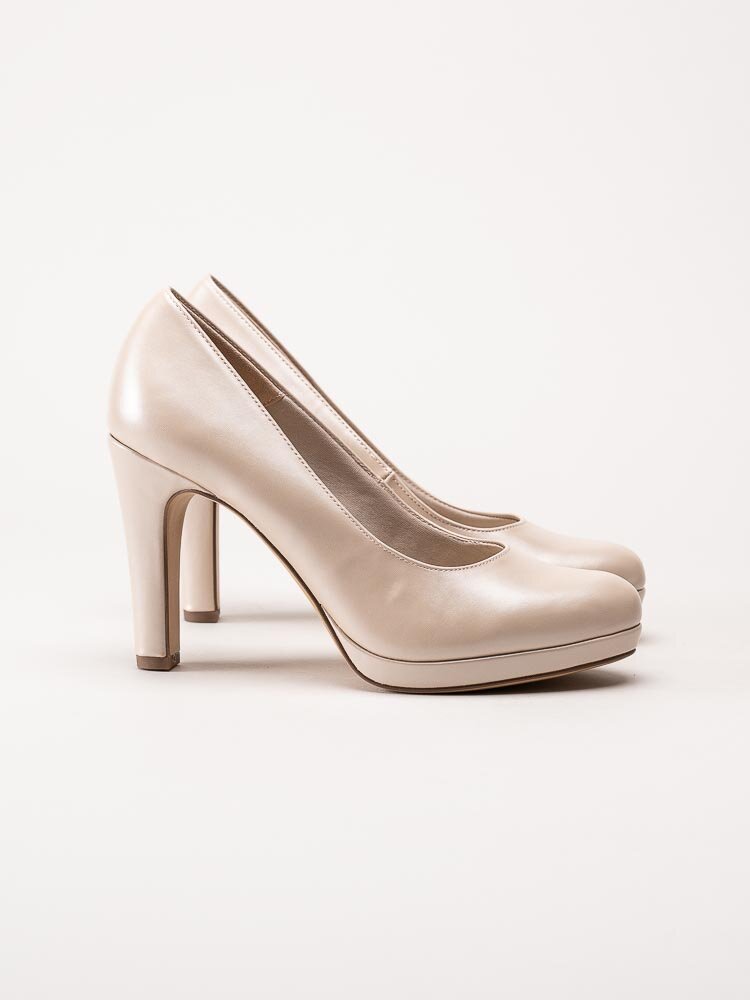 Tamaris - Beige pumps i skinnimitation