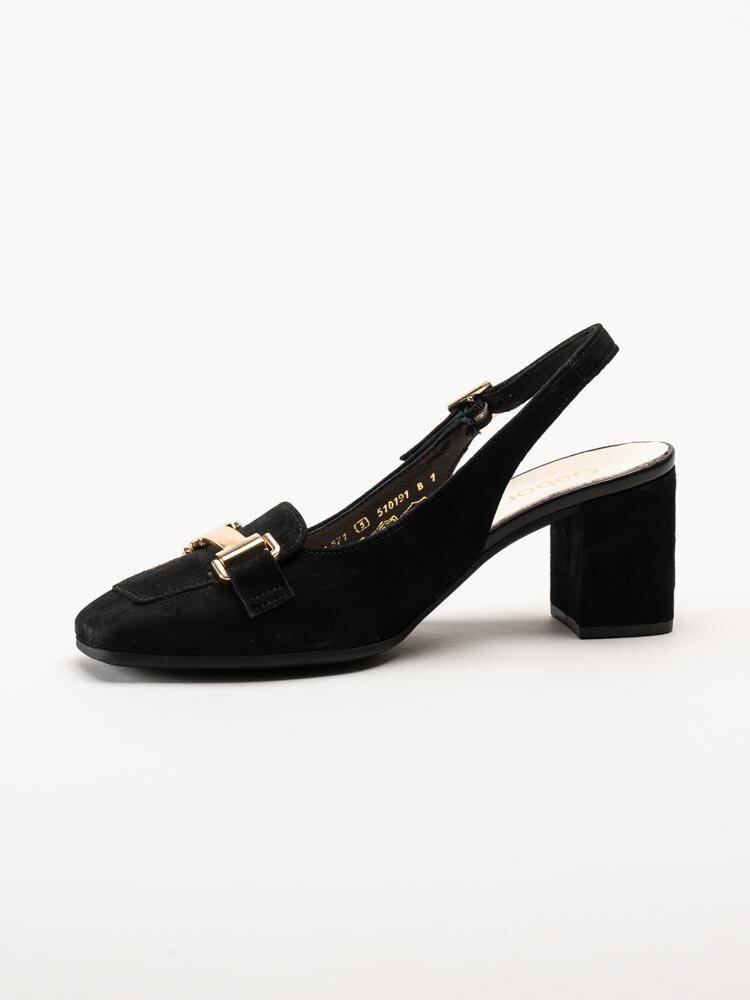 Gabor Svarta slingbacks pumps i mocka