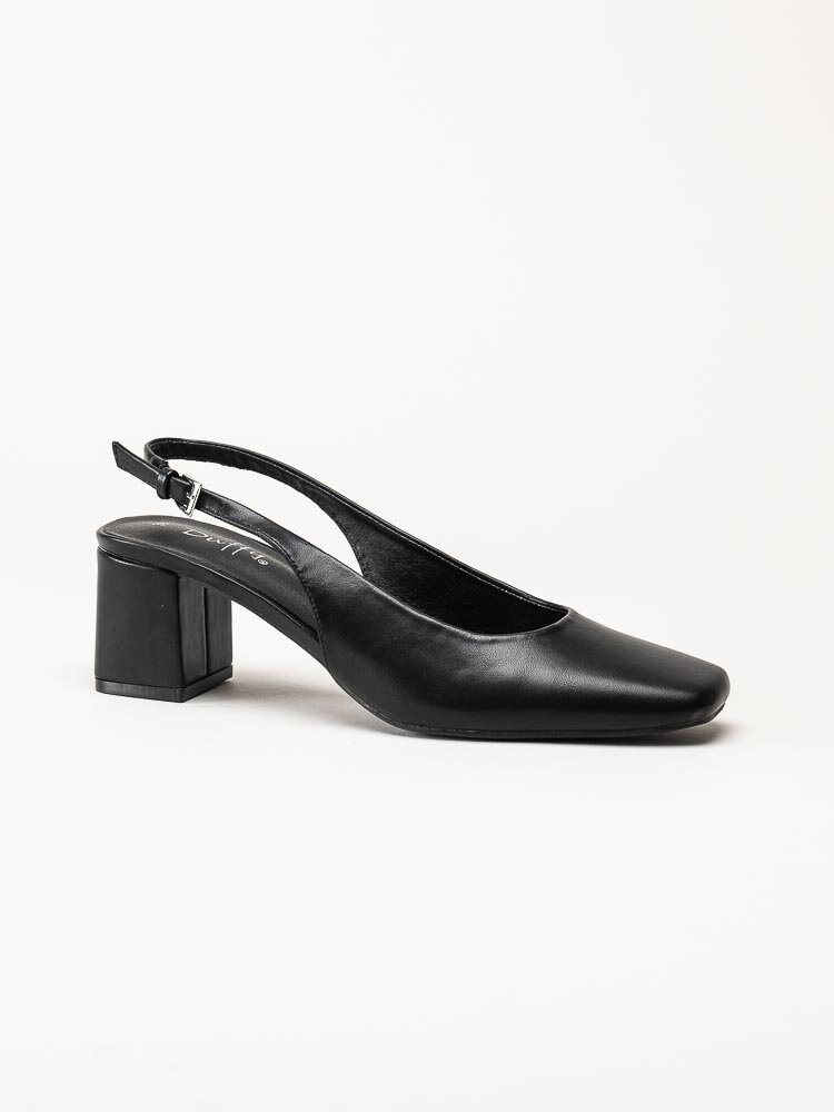 Duffy - Svarta slingbacks i skinnimitation