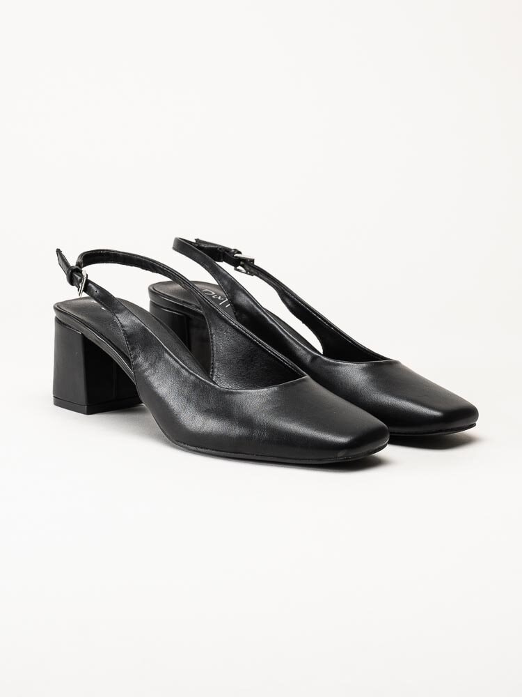 Duffy - Svarta slingbacks i skinnimitation