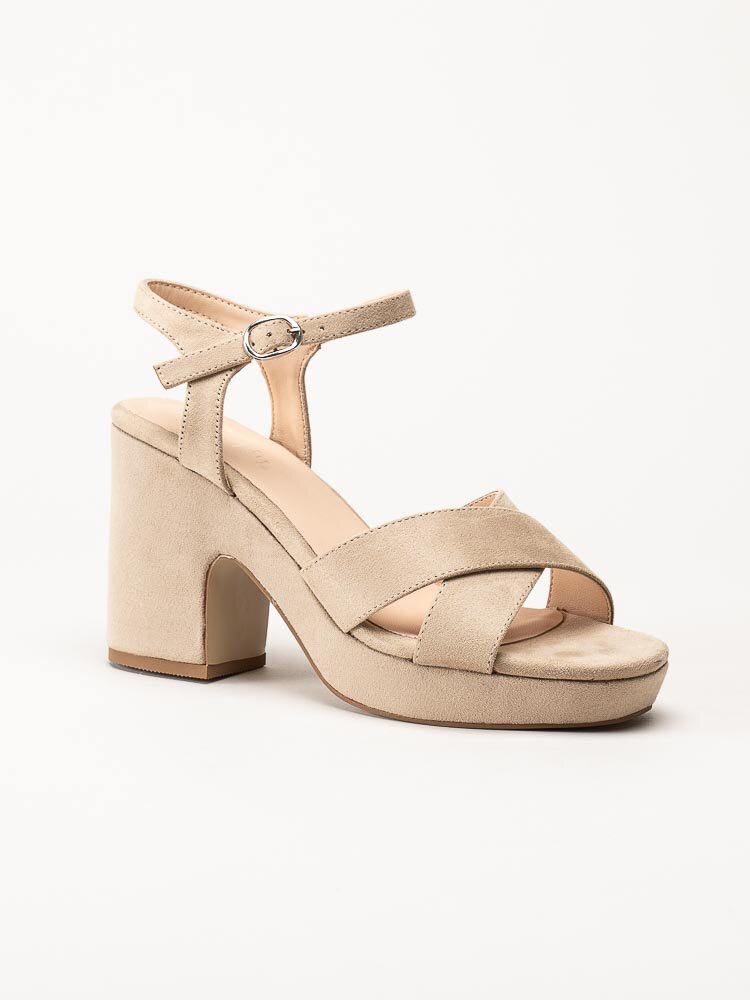 Duffy - Beige platåsandaletter i mockaimitation