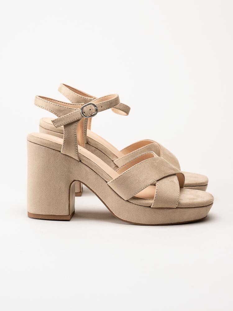 Duffy - Beige platåsandaletter i mockaimitation