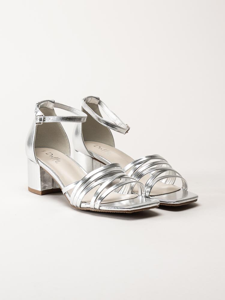 Duffy - Silvermetallic sandaletter i skinnimitation