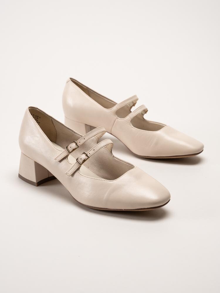 Tamaris - Beige pumps i skinn