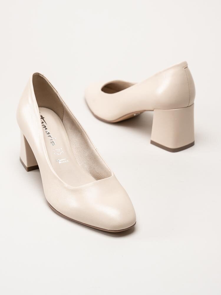 Tamaris - Beige pumps i skinn