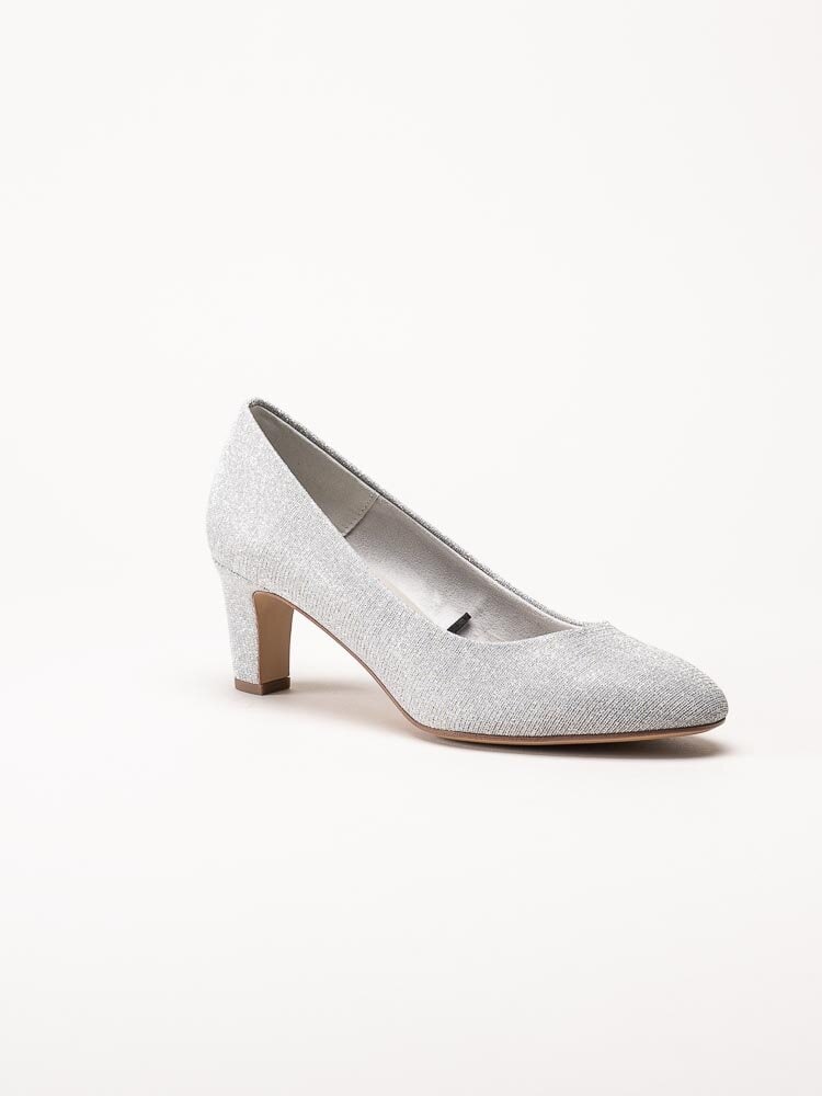 Tamaris - Silverglittriga pumps i textil