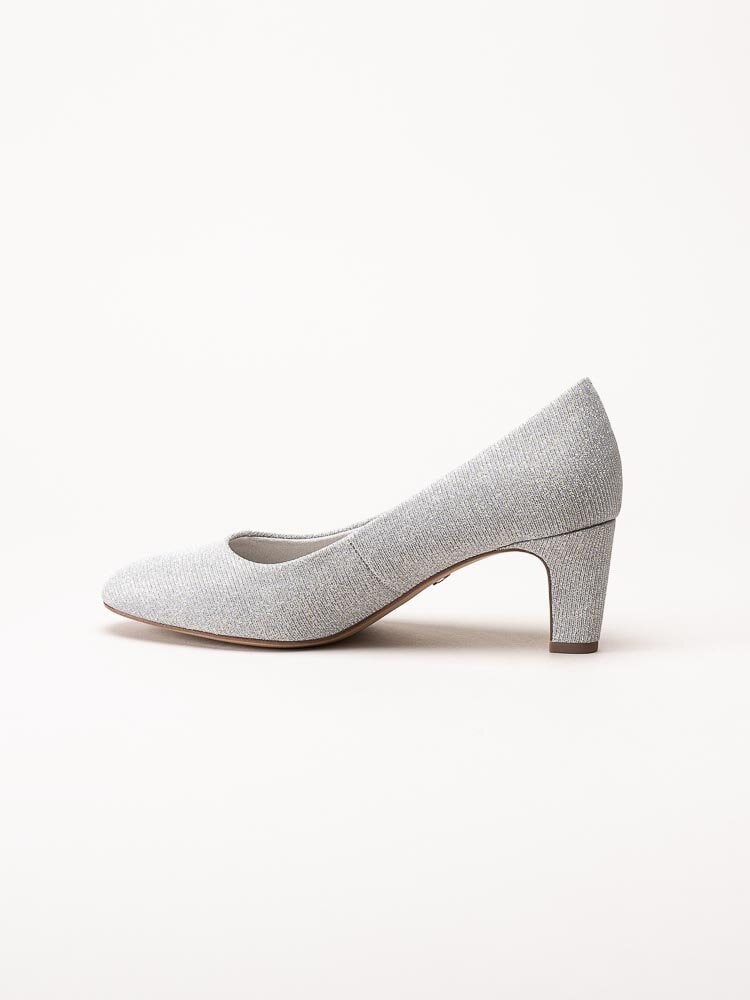 Tamaris - Silverglittriga pumps i textil