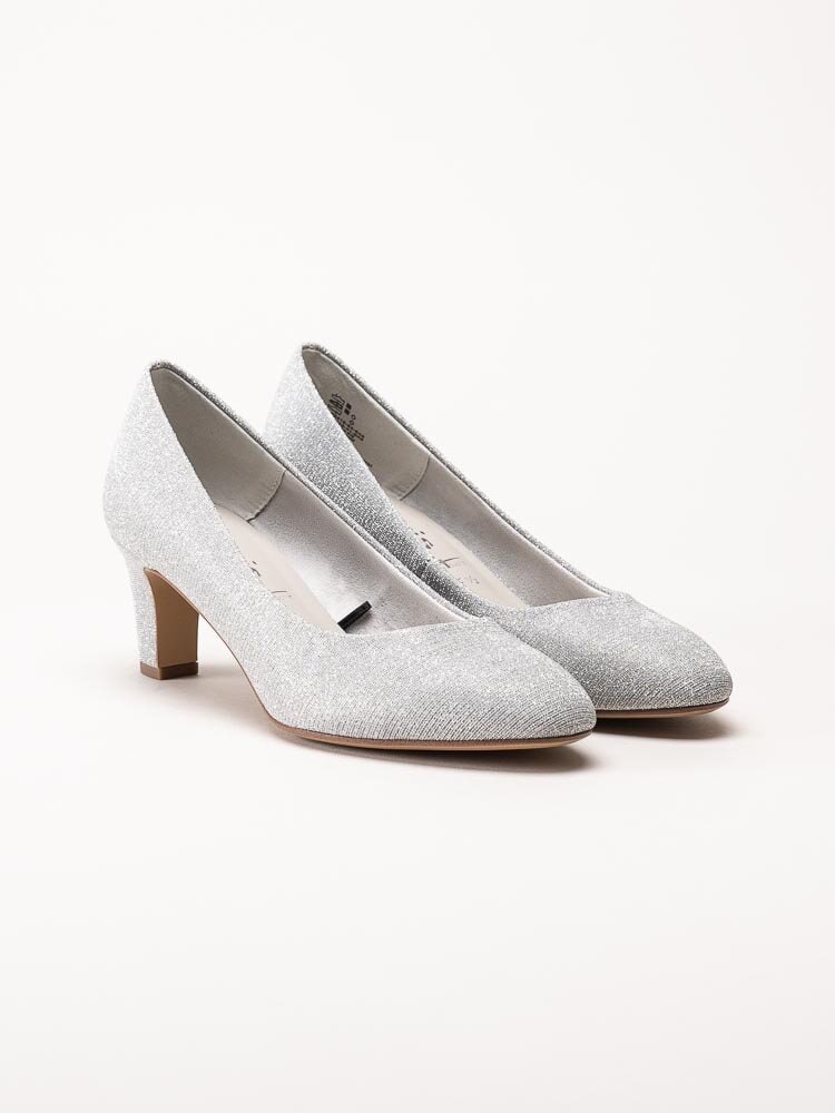 Tamaris - Silverglittriga pumps i textil