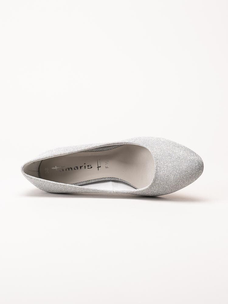 Tamaris - Silverglittriga pumps i textil