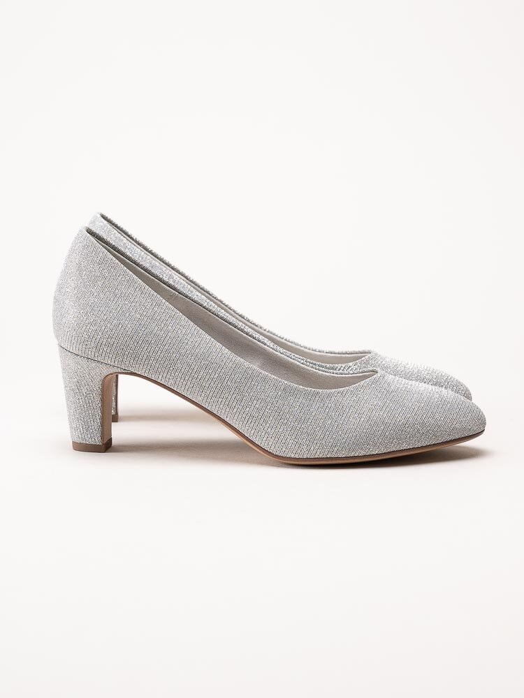 Tamaris - Silverglittriga pumps i textil