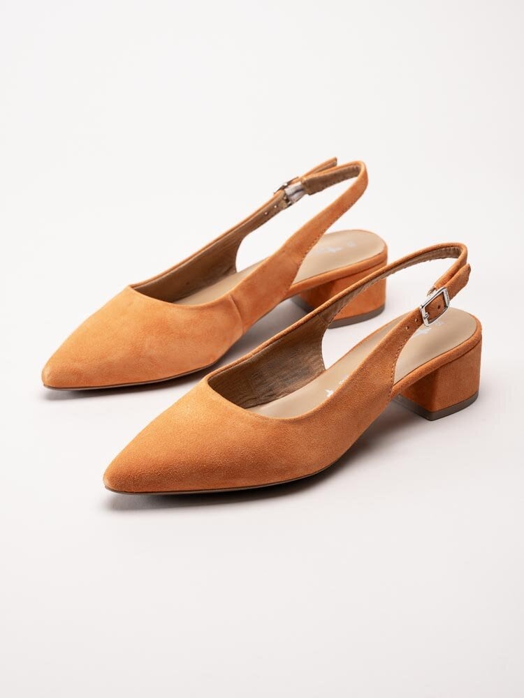 Tamaris - Orange slingback pumps i mocka